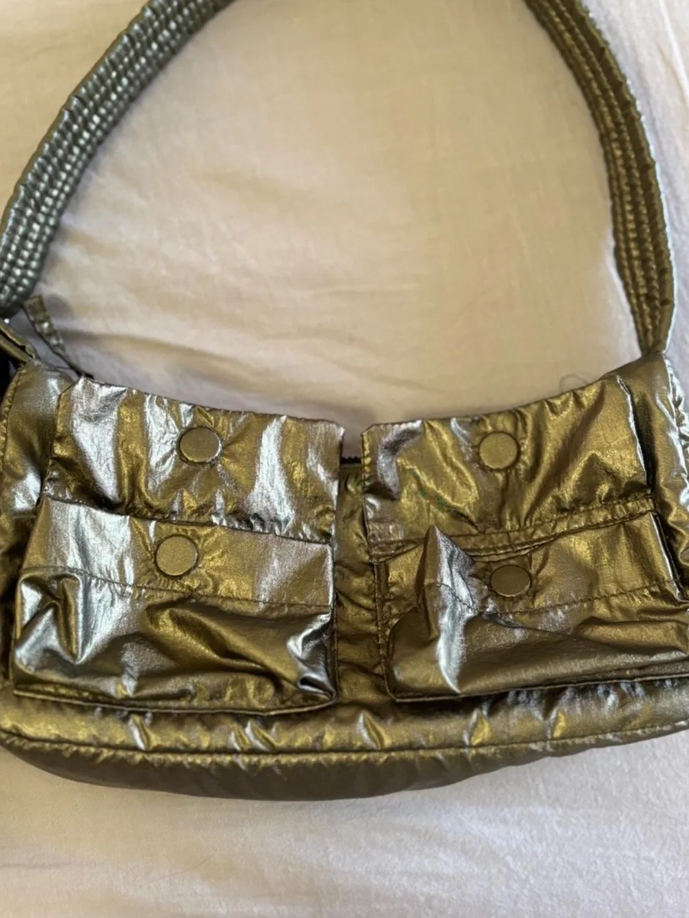 BAGGU Cargo Shoulder Bag in Deadstock Bronze Metallic